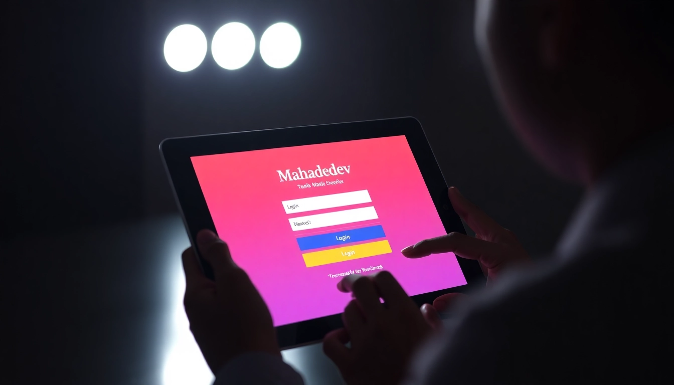 Step-by-step Mahadev book login process on a secure device, showcasing a user entering credentials with confidence, emphasizing safety and simplicity.