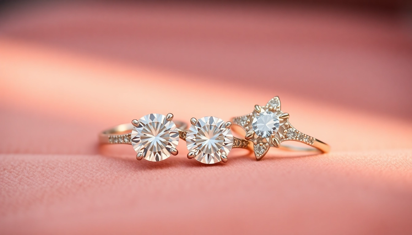 High-quality lab-grown diamond rings displayed on velvet, highlighting sparkle, clarity, and