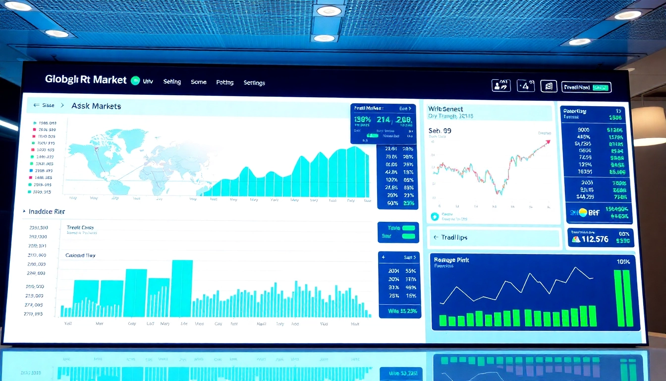 Global investment reporting dashboard with market analysis and data visualization for financial