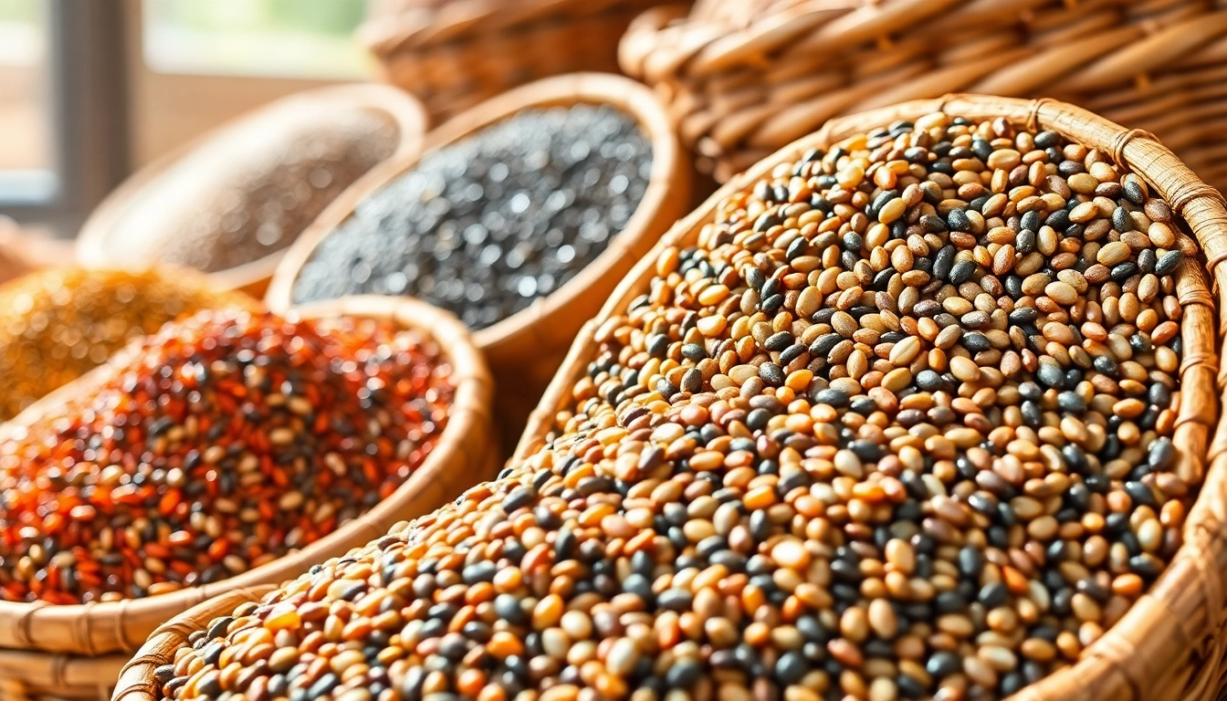 Premium Niger Seeds displayed in baskets for quality and export, highlighting their rich color