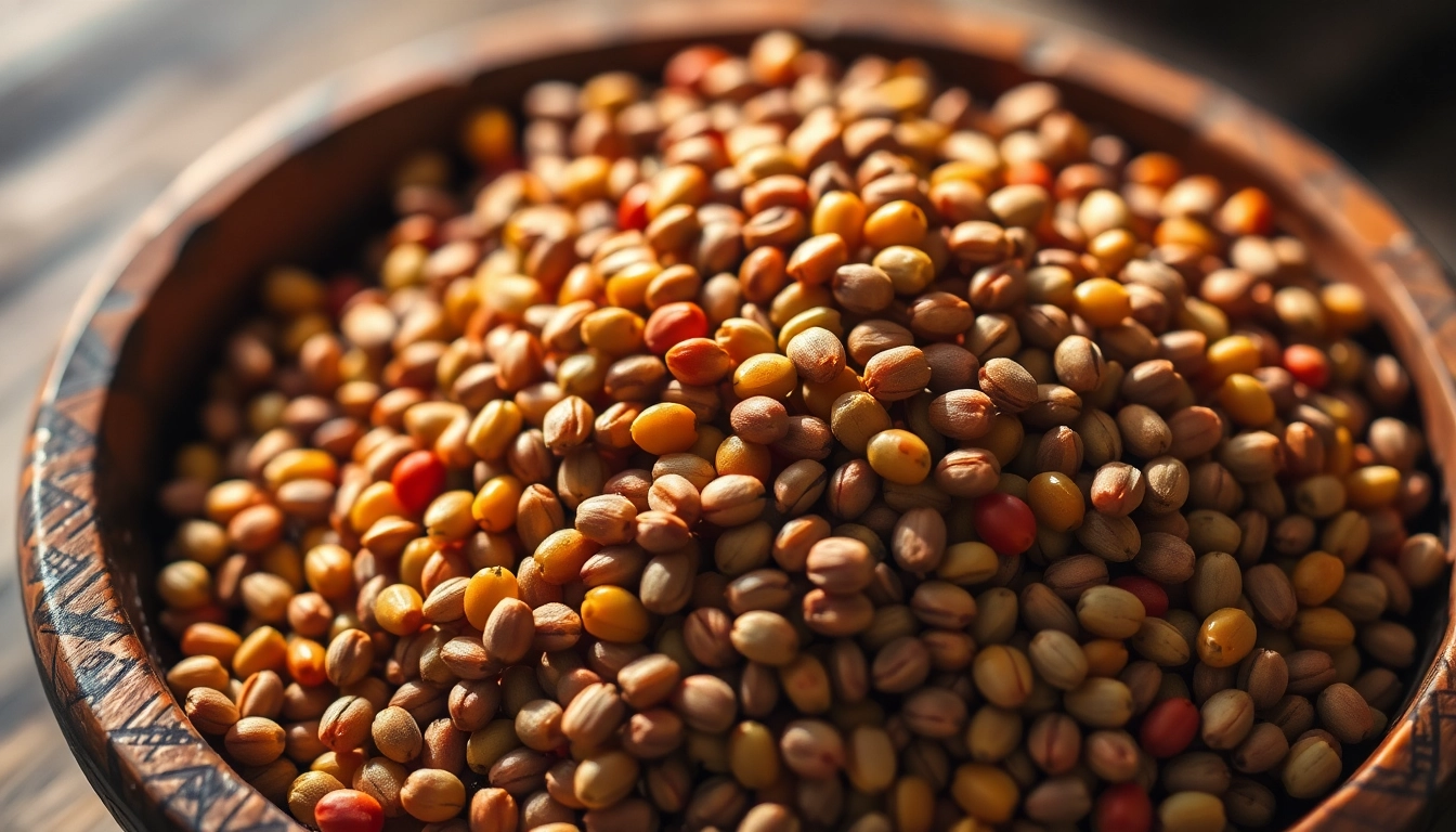 Niger Seeds are shown in a wooden bowl with detailed textures and natural lighting, emphasizing
