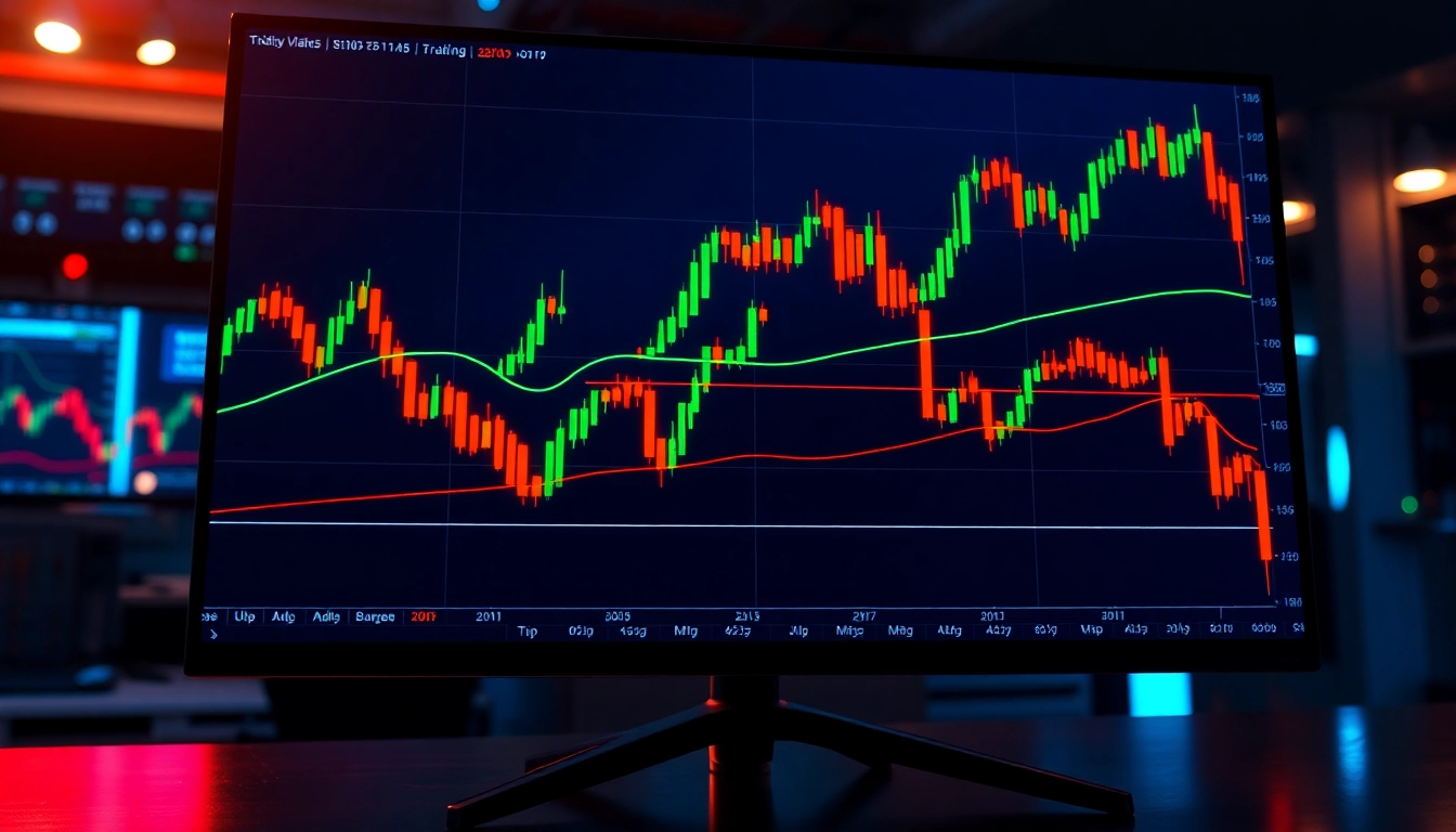 Trading view platform showcasing detailed financial charts with candlestick analysis for